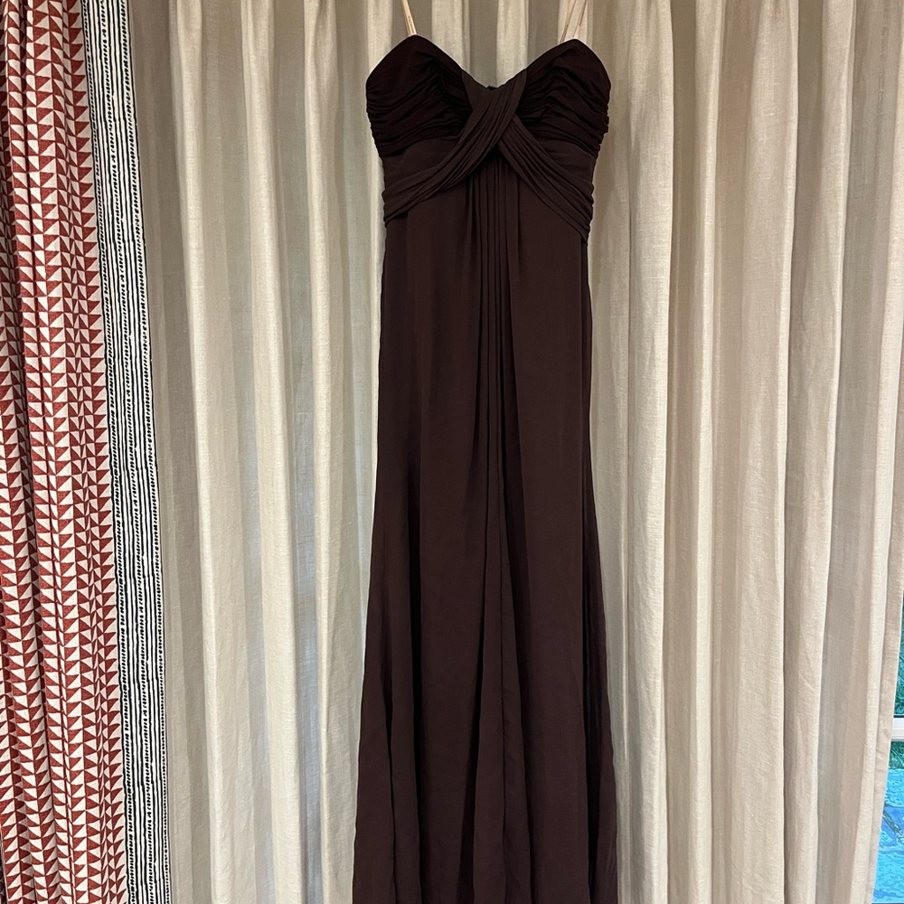 BCBGMaxAzria Dark Brown Strapless Gown